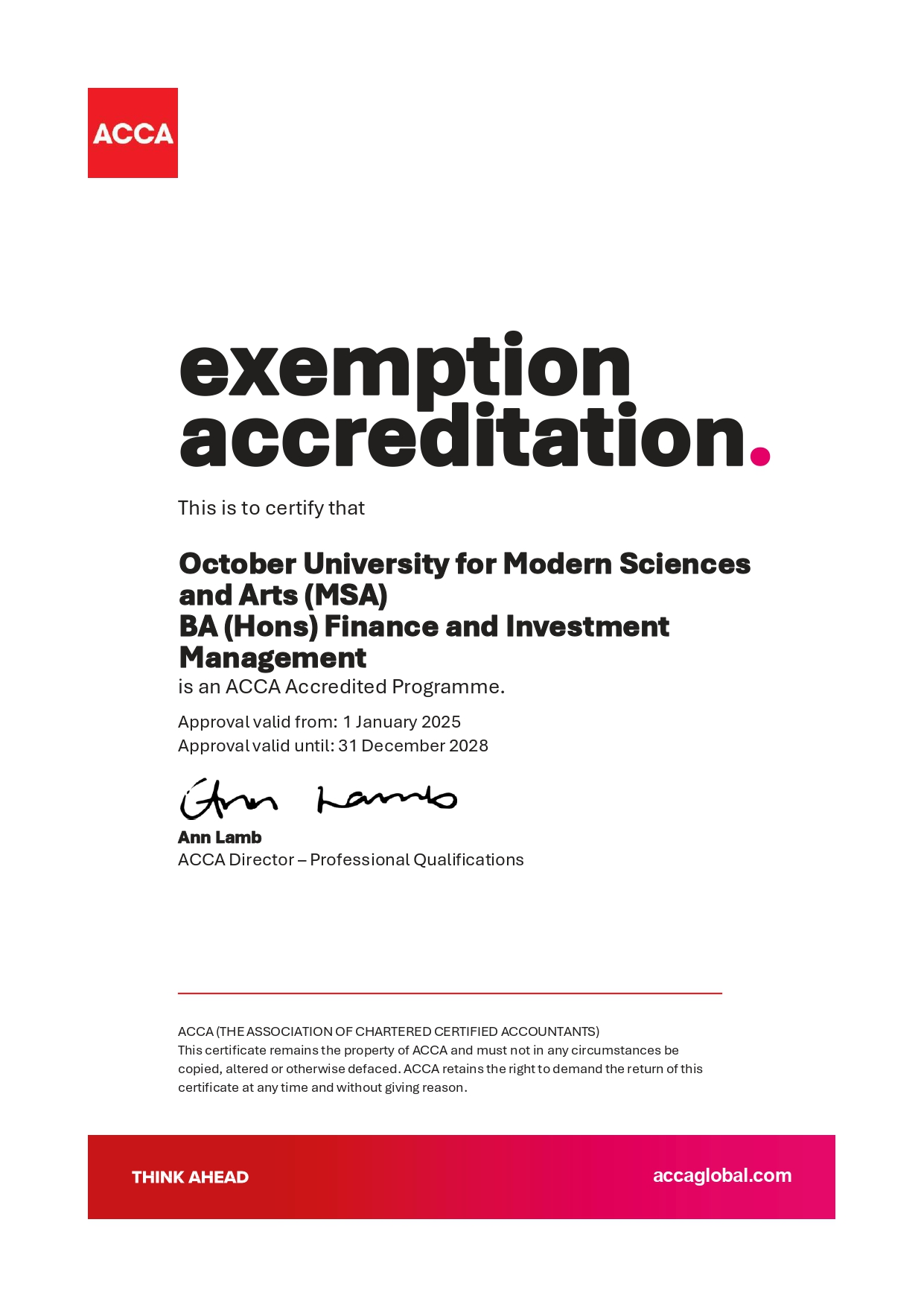 BA (Hons) Finance and Investment Management 2025 - Exemptions Certificate_page-0001